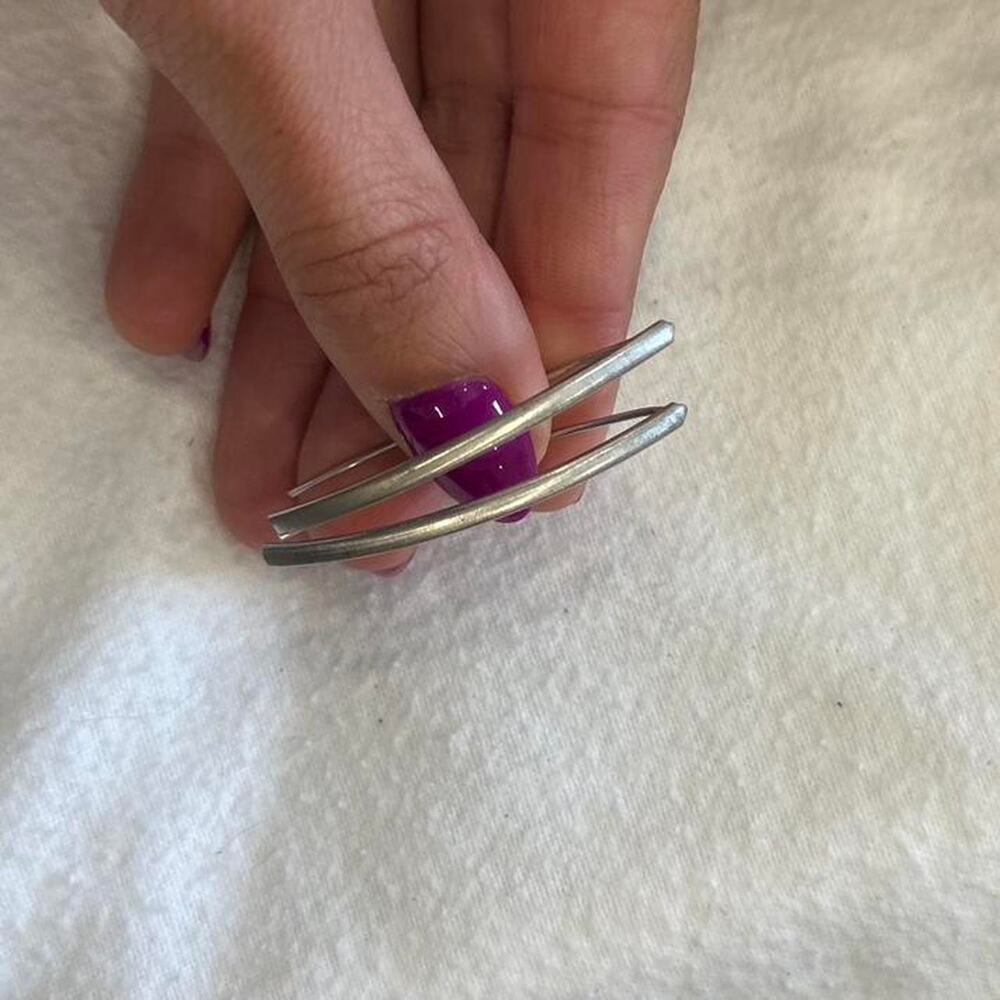 Minimalist sterling Silver 925 Modernist Hoop Earrings